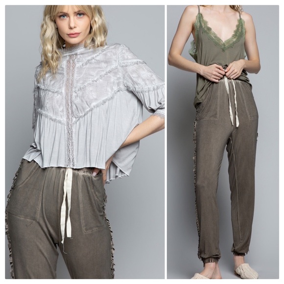 POL Pants - POL On the Fringe Mineral wash Joggers